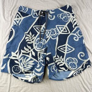 PATAGONIA Wavefarer Board Shorts Men 34 Tropical Blue AOP Beach Swim Surfing Y2K